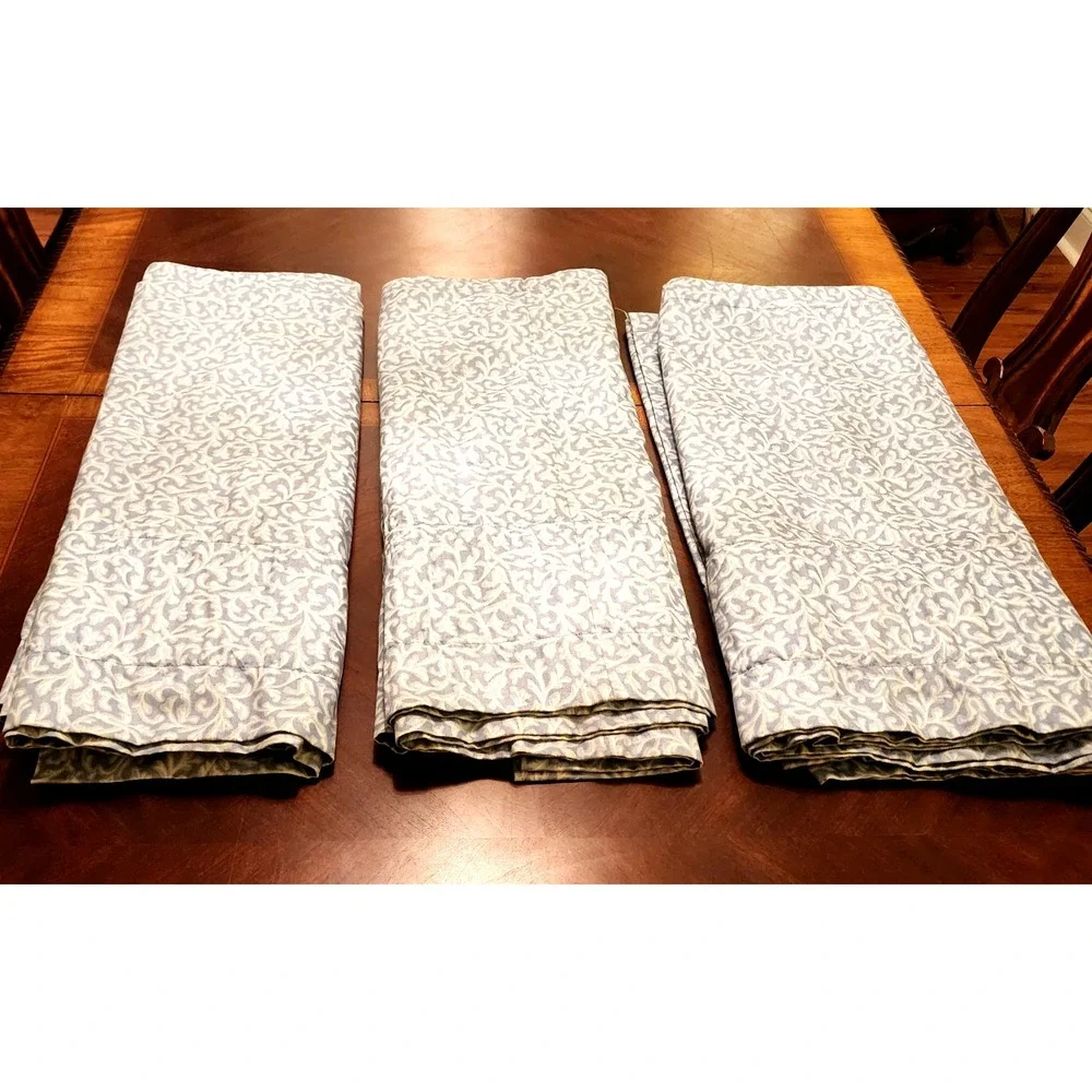 Vintage Waverly Blue and White Chintz Lined Custom Made Drapery Headers